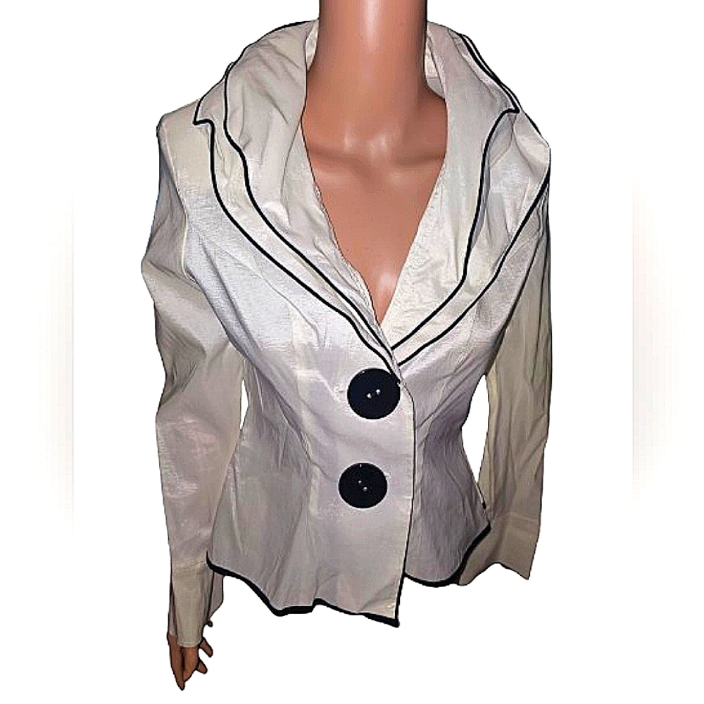 NWT Design Today's Vintage white double collar Blazer Jacket sz S